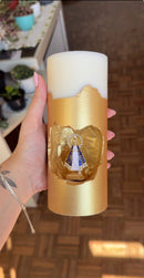 [Compre 1 e Leve 2]  Vela Artesanal Nossa Senhora Aparecida - Design Minimalista Ouro Premium