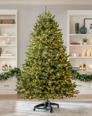 Árvore de Natal Verde Premium com Galhos Articulados, Suporte Metálico com Rodinhas e Micro LEDs Embutidos