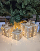 Kit 3 Caixas de Presente Natalinas com Luz de LED